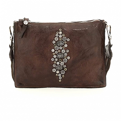 AFRODITE FLAT POUCH WITH FLOWER STUDS IN MORO