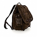 TOBIAS RUSTIC CANVAS BACKPACK IN MILITARE W BROWN LEATHER