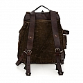TOBIAS RUSTIC CANVAS BACKPACK IN MILITARE W BROWN LEATHER