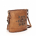 BUCKET BAG WITH SUNRISE STUDS IN CAMEL