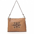 CROSSBODY POUCH WITH SUNRISE STUDS IN CAMEL