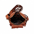 POCKET FRONT SMALL LEATHER CROSSBODY IN COGNAC