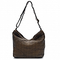 THIN WOVEN LEATHER SHOULDER BAG IN MILITARE