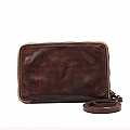LARGE LEATHER WALLET, DOCUMENT CARRIER WITH STRAP IN MORO