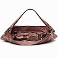 COGNAC LEATHER AND MICRO WEAVE SHOULDER TOTE