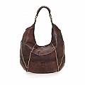 DIANA LG SHOULDER  BAG WITH STUDS IN MORO BROWN WASHED COWHIDE LEATHER