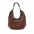 DIANA LG SHOULDER  BAG WITH STUDS IN MORO BROWN WASHED COWHIDE LEATHER