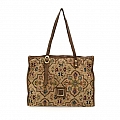 PERSIAN FABRIC & COWHIDE LARGE TOTE