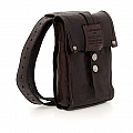 LEATHER BELT BAG WITH SNAP FRONT IN MORO BROWN