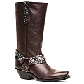 WOMENS BLING BIKER BOOTS IN CHOCOLATE