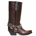 WOMENS BLING BIKER BOOTS IN CHOCOLATE