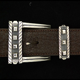 THREE PIECE  1 1/2” STERLING BUCKLE SET WITH SPOTS