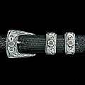 CLAY 1846 STERLING OVERLAY BUCKLE SET WITH GARNETS