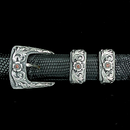CLAY 1846 STERLING OVERLAY BUCKLE SET WITH GARNETS
