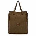 CANVAS & LEATHER POCKET FRONT SHOPPER IN MILITARE
