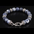BEACH COMBER FROSTED SODALITE AND STERLING SILVER BEAD BRACELET