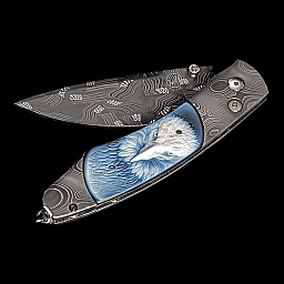SPEARPOINT DIGNITY AGATE SCALE, DAMASCUS FOLDING KNIFE