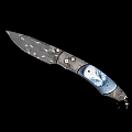 SPEARPOINT DIGNITY AGATE SCALE, DAMASCUS FOLDING KNIFE