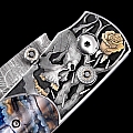 SPEARPOINT SKULL BRIAR MAMMOTH TOOTH AND ENGRAVING WITH INLAY FOLDING KNIFE