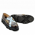ANT CORDOVAN BLUE X PLATFORM SOLE LOAFERS