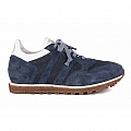 WOMENS SUEDE AND LINEN RUBBER SOLE SNEAKER IN BLUE