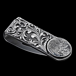 INDIAN HEAD NICKEL STERLING SILVER SCROLLS MONEY CLIP