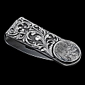 INDIAN HEAD NICKEL STERLING SILVER SCROLLS MONEY CLIP