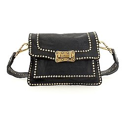AGNES MEDIUM  STUDDED CROSSBODY IN BLACK