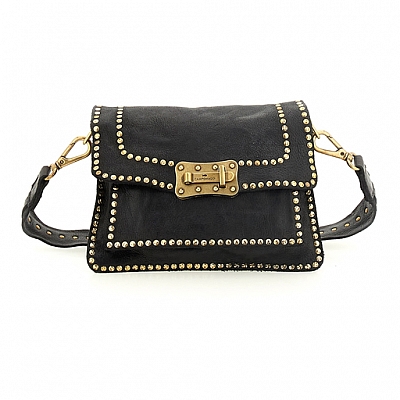 AGNES MEDIUM  STUDDED CROSSBODY IN BLACK