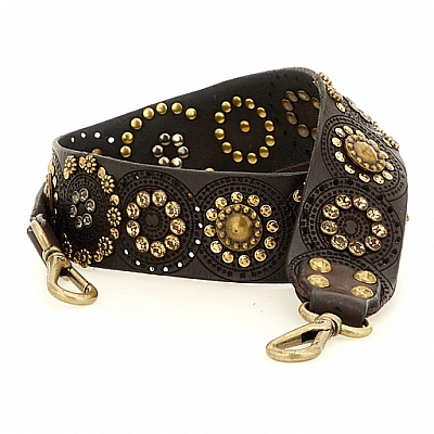 DECORATED ADJUSTABLE COWHIDE SHOULDER STRAP