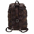 BACKPACK IN CAMO NYLON W MORO LEATHER TRIM