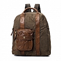 CAMO CANVAS AND LEATHER BACKPACK IN MILITARE