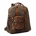 CAMO CANVAS AND LEATHER BACKPACK IN MILITARE