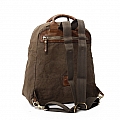 CAMO CANVAS AND LEATHER BACKPACK IN MILITARE