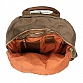 CAMO CANVAS AND LEATHER BACKPACK IN MILITARE