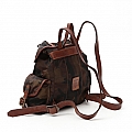 CAMO NYLON  BACKPACK WITH COGNAC LEATHER TRIM