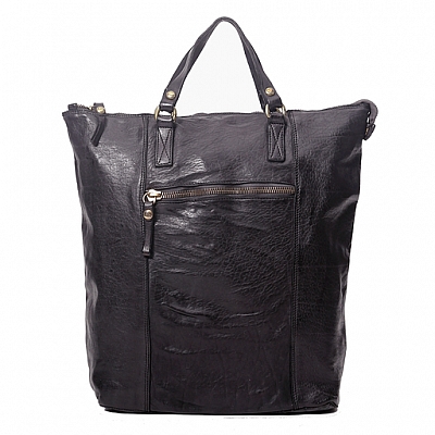 LEATHER SHOPPER BACKPACK IN GRIGIO