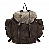 LIAM SHEEPSKIN, LEATHER & CANVAS BACKPACK IN GRIGIO