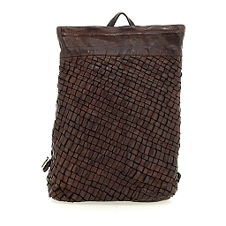 WOVEN BACKPACK IN MORO BROWN COWHIDE LEATHER