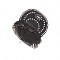AFRODITE SMALL HANDLED SADDLE STYLE CROSSBODY CONE STUDS IN BLACK