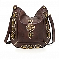 CASSIOPEA SHOULDER SADDLE BAG W STUDS IN MORO BROWN