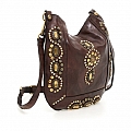 CASSIOPEA SHOULDER SADDLE BAG W STUDS IN MORO BROWN