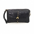 CROSSBODY BUCKLE FRONT WALLET IN BLACK