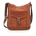 CROSSBODY COURIER IN COGNAC GARMENT DYED COWHIDE