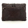 CROSSBODY DOCUMENT CARRIER IN MORO BROWN WASHED COWHIDE LEATHER