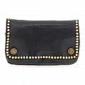ESSENTIAL POUCH W STUDS AND SNAPS IN BLACK COWHIDE