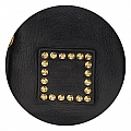 ESSENTIAL POUCH W STUDS AND SNAPS IN BLACK COWHIDE