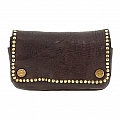 ESSENTIAL POUCH W STUDS AND SNAPS IN MORO BROWN COWHIDE