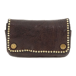 ESSENTIAL POUCH W STUDS AND SNAPS IN MORO BROWN COWHIDE