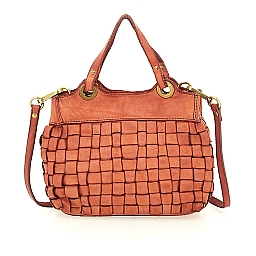 FLAVIA WOVEN MINI SHOPPING BAG IN TERRA COTTA